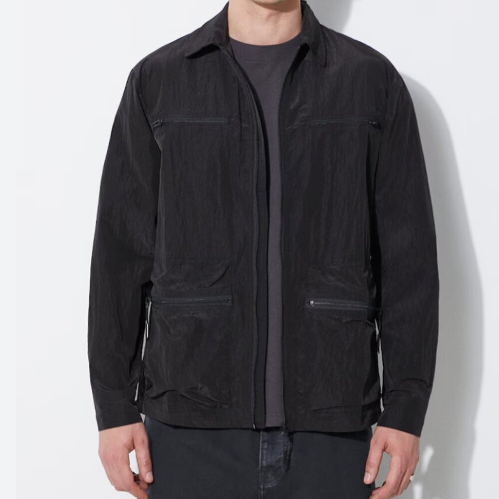 RAINS Kano Jacket Black Zip Utility Chore Coat Pockets Lightweight Windbreaker S